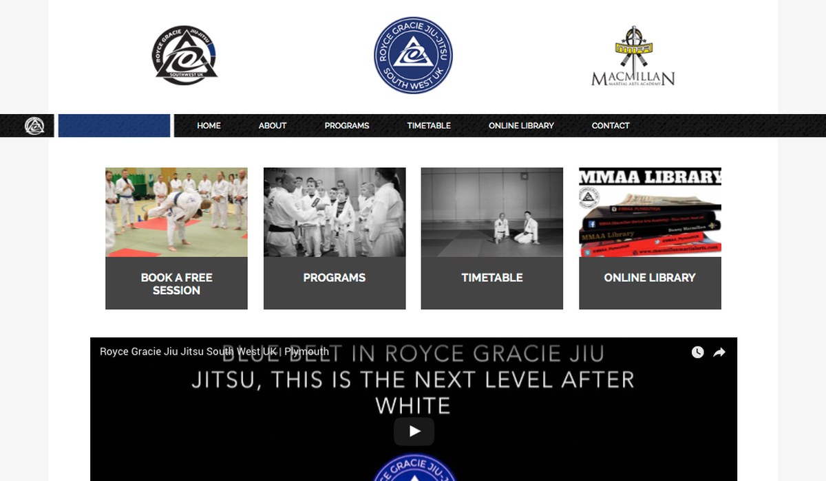 Macmillan Martial Arts website hero section