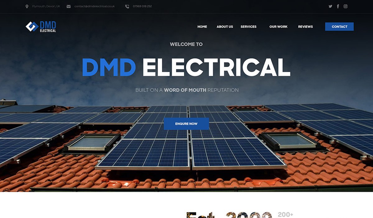 DMD Electrical website hero section