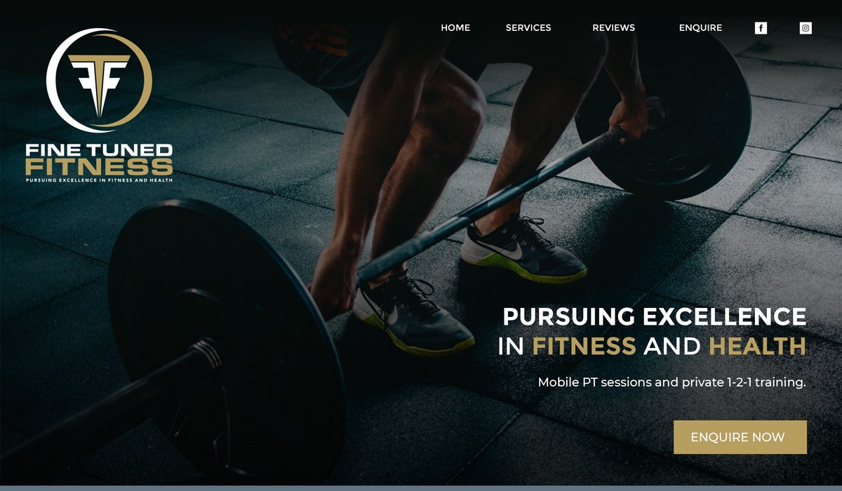 Fine Tuned Fitness website hero section