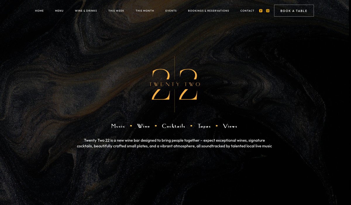 Twenty Two 22 website hero section