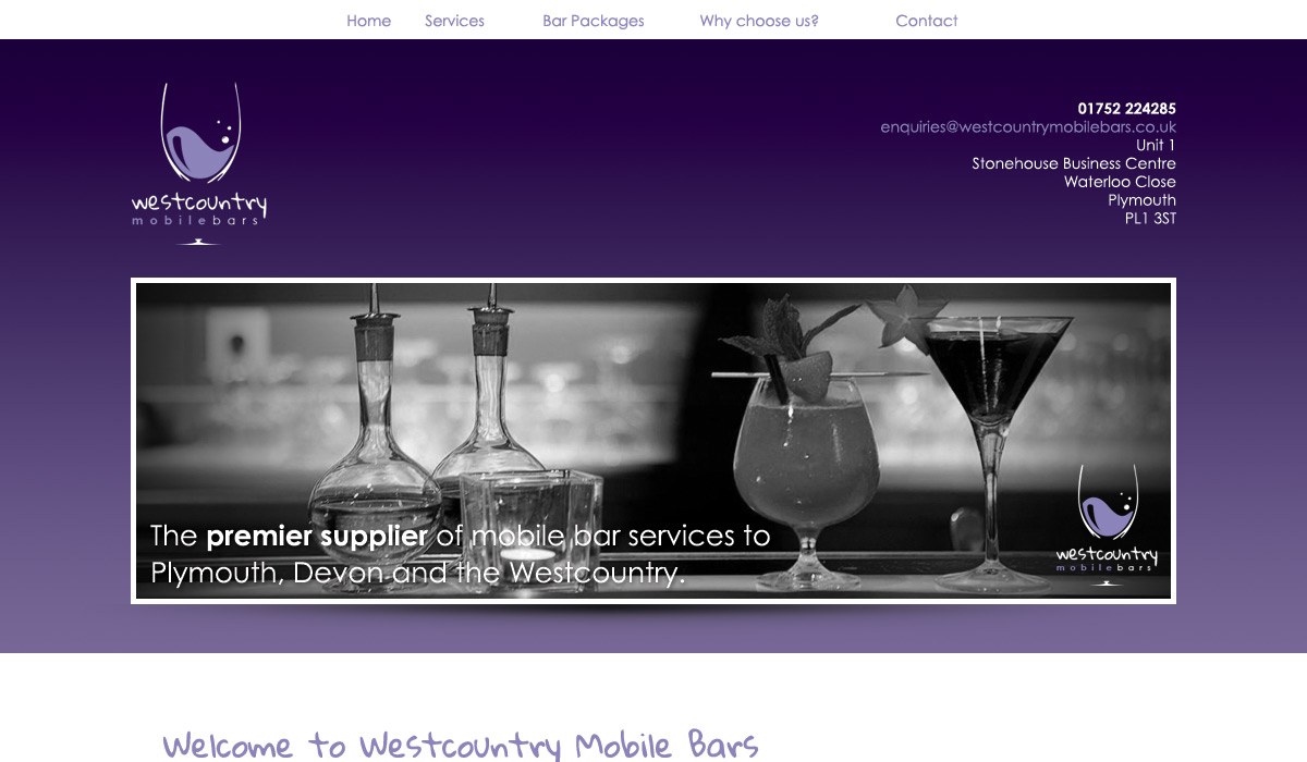 Westcountry Mobile Bars website design project