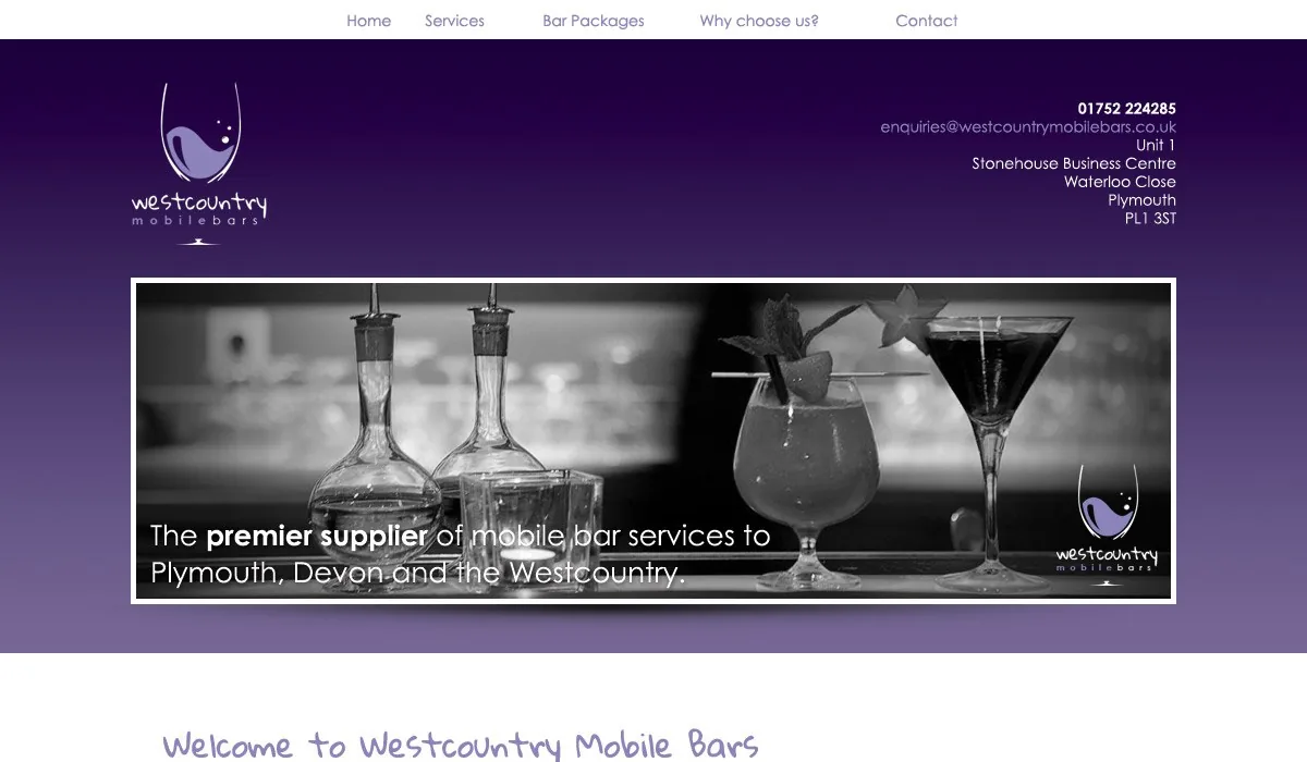 Westcountry Mobile Bars website design project